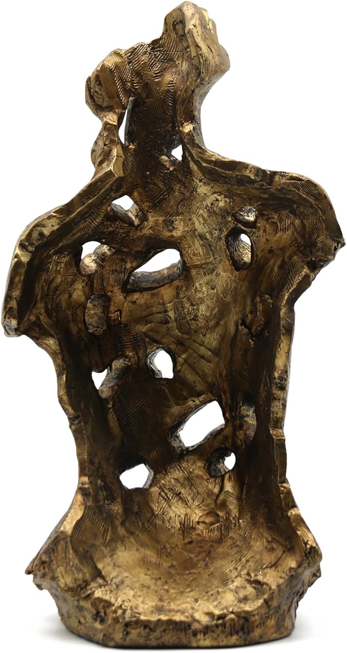 Lukitas Abstract Female Bust Statue and Sculpture, Lady Figurine Art Decor, Aesthetic Ornament for Office Living Room Bedroom, Golden, Resin 16"