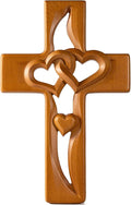 BGCOPPER Marriage Cross for Wall Love Wall Decor, Handmade Wooden Intertwined Heart Wall Cross for Wedding Valentine Christmas Gift (Wood, 14 Inch)