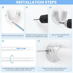 Closet Rods for Hanging Clothes, 17 to 69 Inch Heavy Duty Stepless Adjustable Closet Hanging Rod, 1.3 Inch Diameter Metal Closet Rod for Wardrobes Laundry Bedroom RV, White