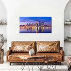 Louisville Skyline Wall Art Kentucky Wall Decor Sunset Downtown Pictures Waterfront Park Landscape Canvas Prints Painting Modern Cityscape Artwork for Bedroom Living Room Home Decoration 20x40”