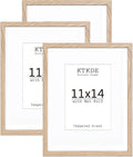 KTKDE 11x14 photo frames Set of 3 8 × 10 mats or 11x14 without MATS MDF covered wood grain paper frame, real glass 11 by 14 Studio Gallery Wall Art poster frame the best gift