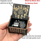 Pursuestar Black Wooden Wind Up Music Box - It's a Small World, Vintage Engraved Wood Mechanism Musical Gifts for Anniversary Mother's Day Valentine's Day Christmas Thanksgiving Birthday