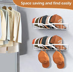 KEETDY Metal Hat Racks for Baseball Caps Wall Hat Organizer Fit 20 Caps Holder, 2 Packs Sturdy Wall Mounted Hat Storage Organizer, White
