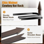 Cinati Cowboy Hat Rack, Cowboy Hat Holder Wall Mount Holds up to 4 Hats, Wooden Western Rustic Metal Cowboy Hat Hanger with Arrow Sign Board, Hat Rack for Cowgirl Hat, Fedora, Sun Hats (2 pack)
