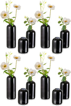 Black Glass Bud Vases for Flowers - Hewory Set of 12 Blown Modern Small Glass Vases for Centerpieces, Mini Bulk Flower Vase for Wedding Party Events Home Decor Floral Arrangements (Not Include Flower)