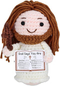Crochet Jesus Doll with Blessing Card - Religious Gift for First Communion, Baptism, Confirmation,Easter Basket Stuffers for Girls, Boys, and Teens - Christian Gift for Young Believers, Godchildren