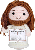 Crochet Jesus Doll with Blessing Card - Religious Gift for First Communion, Baptism, Confirmation,Easter Basket Stuffers for Girls, Boys, and Teens - Christian Gift for Young Believers, Godchildren