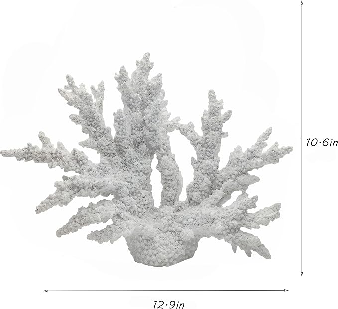 Etlemonde White Coastal Beach Coral Reef Decor Resin Statue - Faux Sea Coral Reef for Bathroom Shelf, Coffee Table, Nautical Beach House Home Decor Accent