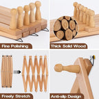 Wall Rack with 16 Hooks, Wooden Wall Expandable Coat Rack for Coat, Hats, Baseball Caps, Coffee Mug, Jewelry(Natural)