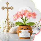 Wavwavw Christian Gift for Women Positive Handmade Crochet Doll with Bible Verse Prayer Card Inspirational Scripture Religious Crochet for Christmas Sunday Group Church(Not Forget Me)