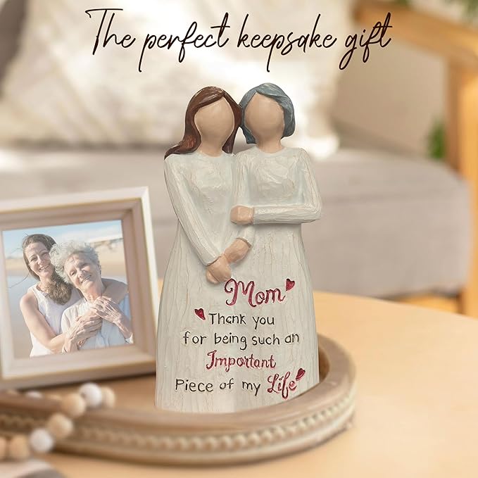 Mom Gift, Mom and Daughter Figurine, Gifts for Moms from Daughter for Mother Day, Anniversary, Birthday, Christmas, Sculpted Hand-Painted Statue