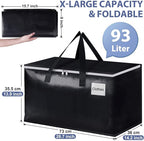 StorageRight Heavy Duty Moving Boxes-Moving Bags with Zipper, Reinforced Handles and Tag Pocket-Collapsible Moving Supplies-Totes for Storage Great for moving, Storage and Travel 93L(Black-8 Pack)