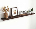 Marsmiles 72 inch Floating Shelves for Wall Solid Elm Wood Wall Mounted Shelves|Rustic Long Floating Shelves with Invisible Bracket for Bathroom Kitchen|Rounded Edge|Walnut, 1 Pack