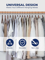 Smartor Wooden Hangers 10 Pack, Solid Wood Coat Hanger for Closet, Heavy Duty Wood Hangers for Suits, Shirts, Dresses, with 360° Rose Gold Hook, Non Slip Pant Bar, Walnut