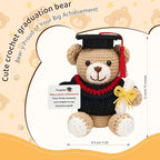 Crochet Graduation Bear 2026, Handmade Knitted Teddy Bear with Cap, Graduation Gifts 2026 for Him Her, Emotional Support Crochet Animal for College High School Graduate Student Daughter Son Friend