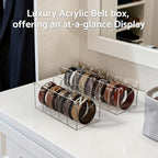 FEMELI Belt Organizer, Acrylic 7 Compartments Container Storage Holder, Clear Display Case for Closet Tie and Bow Tie