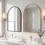 DUMOS Gold Metal Arch Vanity Rounded Rectangle Bathroom Mirrors for Over Sink Wall, 24x37 Inch Large Matte Mirror, Modern Decorative for Restroom, Farmhouse