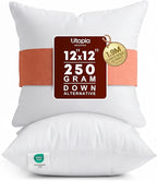 Utopia Bedding 12x12 Pillow Inserts, Set of 2, White – Indoor Decorative Throw Pillows for Bed, Sofa & Couch – Soft, Supportive & Fluffy Cushion Inserts