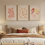 Framed Large Matisse Abstract Wall Art Set of 3, Vintage Neutral Pink Floral Botanical Canvas Prints, Classical Matisse Paintings Pictures for Living Room, Bedroom, Hallway, Office Decor, Total Size 30x60 In
