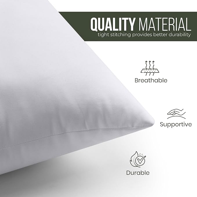 Utopia Bedding Throw Pillows (Set of 1, White) – 24 x 24 Inches Down Alternative Pillows for Bed, Sofa, and Couch - Fluffy Decorative Stuffer Pillow for Indoors & Outdoors