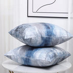 Blue and Grey Abstract Art Artwork Pillow Cover, Gallery Modern Decorative Throw Pillows Cushion Cover for Bedroom Sofa Living Room 24 x 24 Inch Set of 2