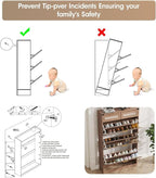 Shoe Cabinet with 3 Flip Drawers & 2 Drawers,Freestanding Shoe Storage Cabinet for Entryway,Farmhouse Narrow Slim Organizer Rack for Foyer,Hallway,Rustic Oak Rattan