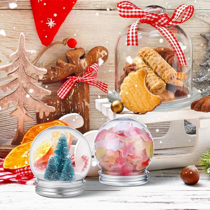 Garneck 10pcs Plastic Water Globes DIY Snow Globe with Screw Off Caps Crafts Candy Storage Boxes and Decorative Display Lightweight and Reusable