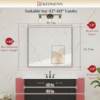 Keonjinn 42 x 36 Inch Black Framed Mirror, Bathroom Vanity Mirror for Wall, Metal Framed Rectangle Bathroom Mirrors, Large Modern Farmhouse Matte Black Mirrors for Over Sink(Horizontal/Vertical)