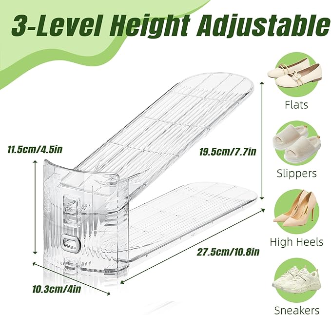 Shoe Slots Organizer,36 Pack Transparent Shoe Stacker Adjustable Shoe Slot Organizer Space Saver Shoe Rack Holder Shoe Storage Organizers for Closet,Transparent