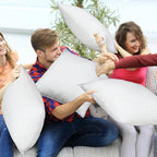 Soaoo Set of 10 Fluffy Throw Pillows Insert Bulk 26 x 26 Inches White, Filled in 400g Polyester Fiber, Decorative Square Pillows for Couch Sofa Bed and Party Supplies