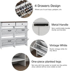 Shoe Cabinet with 4 Flip Drawers & 2 Drawers,Farmhouse Shoe Storage Cabinet for Entryway,Slim Freestanding Organizer Rack for Front Door Entrance,White