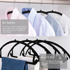 MIZGI Premium Velvet Hangers 50 Pack Heavyduty- Non Slip No Shoulder Bump Suit Hanger - Chrome Hooks,Space Saving Clothes Rounded Shape for Coat,Sweater,Jackets,Pants