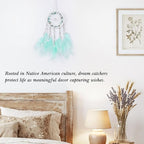 Pretty Jolly Crystal Stone Small Dream Catchers Mint Green Feathers Mini Dreamcatchers with Beads for Cars Rear View Mirror Hanging Decoration Good Luck Travel Charm Bedroom Ornaments for Women Girls