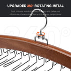 Tie Rack 2Pcs Tie Racks for Men Closet 24 Hooks, Wooden Tie Organizer with Upgraded 360°Rotating, Scarves Accessories Closet Organizer for Bras,Tank Tops,Camisoles etc.Walnut…