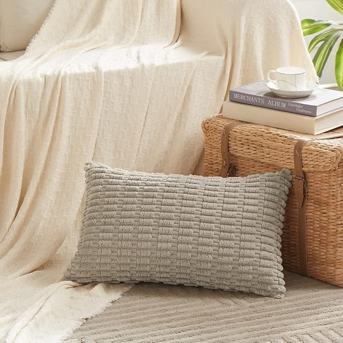 Fancy Homi 4 Packs Decorative Throw Pillow Covers for Living Room Couch Bed, Modern Farmhouse Boho Home Décor Accent Cushion Case, 24" x 16", Neutral