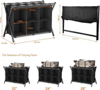 Luggage Rack for Guest Room, Set of 2, Folding Suitcase Stand with 6-Cube Fabric Storage Shelf, Luggage Holder, Steel Foldable Luggage Stand for Guest Room, Bedroom, Hotel, Black