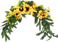 Holibanna Artificial Sunflower Swag Wedding Arch Flowers Floral Door Swag Green Leaves Hanging Ornament for Wedding Backdrop Fireplace Garden Decor