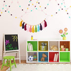 Syhood 3 Pcs Boho Tassel Garland Wall Hanging Decor 1 Boho Tassel Garland with Wood Beads and 2 Western Colorful Pom Pom Ball for Classroom Party Wedding Baby Shower Home Decorations(Fresh Colors)