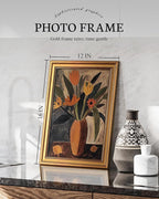 VIYYIEA Vintage Gold Framed Wall Art for Living Room, Flowers Canvas Prints Home Decor, Oil Painting Picture, Bedroom Wall Decor Gifts for Friends or Family -【Tulip and Lemon】-(16L x 12W)