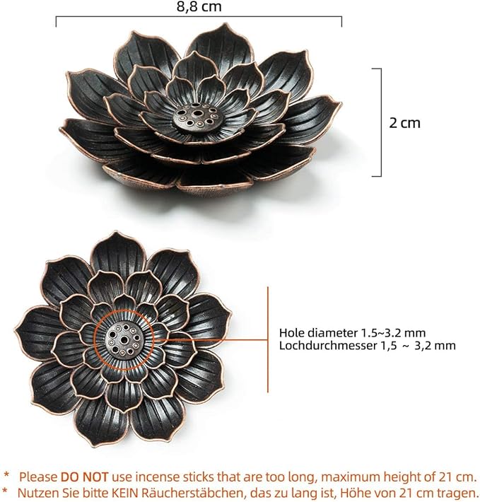 GARMOLY 3 Pack Brass Lotus Incense Holder, Incense Sticks Burner, Incense Ash Catcher