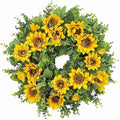 20 Inch Spring Sunflower Wreath for Front Door - Artificial Yellow Floral Front Door Decor with Sunflowers and Green Leaves, Cheerful Farmhouse Porch Indoor Outdoor for All Seasons Decor