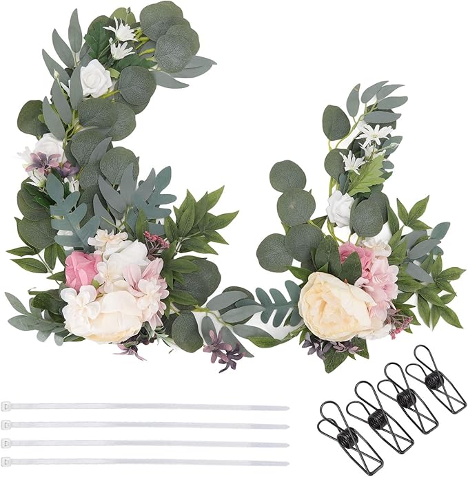 Decorative Arch Flowers for Wedding, 2pcs Hanging Flowers Swag, Wedding Arch Flowers, Artificial Floral Swags for Door Party Wall Home
