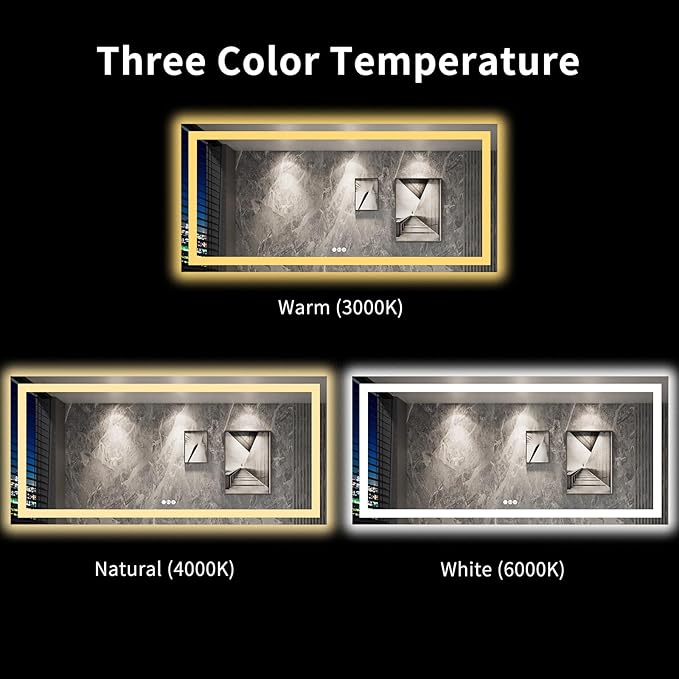 LOAAO 84"X40" LED Bathroom Mirror with Lights, Anti-Fog, Dimmable, Backlit + Front Lit, Lighted Bathroom Vanity Mirror for Wall, Memory Function, Tempered Glass, Shatter-Proof, ETL Listed