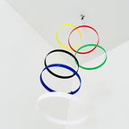 Colorful Hanging Mobile with 6 Multicolor Rings (5.5”) - Modern Decorative Art for Home or Office