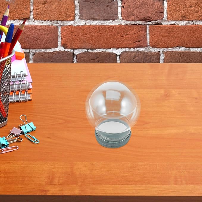 2pcs Glass Snow Globes: Clear Fillable Snow Water Globe Rubber Base Candy Bottle Jar for DIY Craft Home Christmas Winter Decoration 65mm