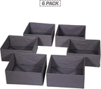DIOMMELL 6 Pack Foldable Cloth Storage Box Closet Dresser Drawer Organizer Divider Fabric Baskets Bins Containers for Clothes Underwear Bras Socks Lingerie Clothing, Dark Grey 600