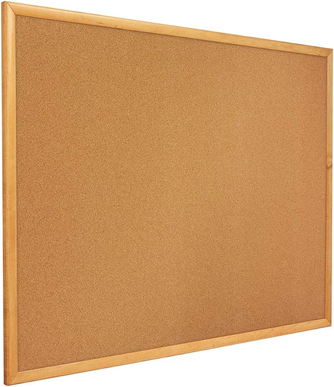 Quartet Cork Board, Bulletin Board, 2' x 1.5' Corkboard, Oak Finish Frame (301)