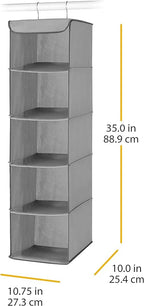 Whitmor 5 Section Closet Organizer - Hanging Shelves with Sturdy Metal Frame