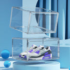 HIYOHIYO Size 14 Acrylic Clear Shoe Storage Boxes Stackable for Sneaker, Clear Shoe Box Storage Bins, Fully Transparent Display Case with Magnetic Door Suitable for Ankle, Boots, High Heels (1 Pack)