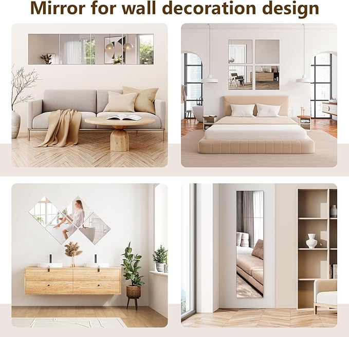 Full Length Mirror Tiles, 12x12 Inch Unbreakable Acrylic Squares for Bedroom, Home Gym, Walls - Shatterproof Mirror Stickers (1pcs)